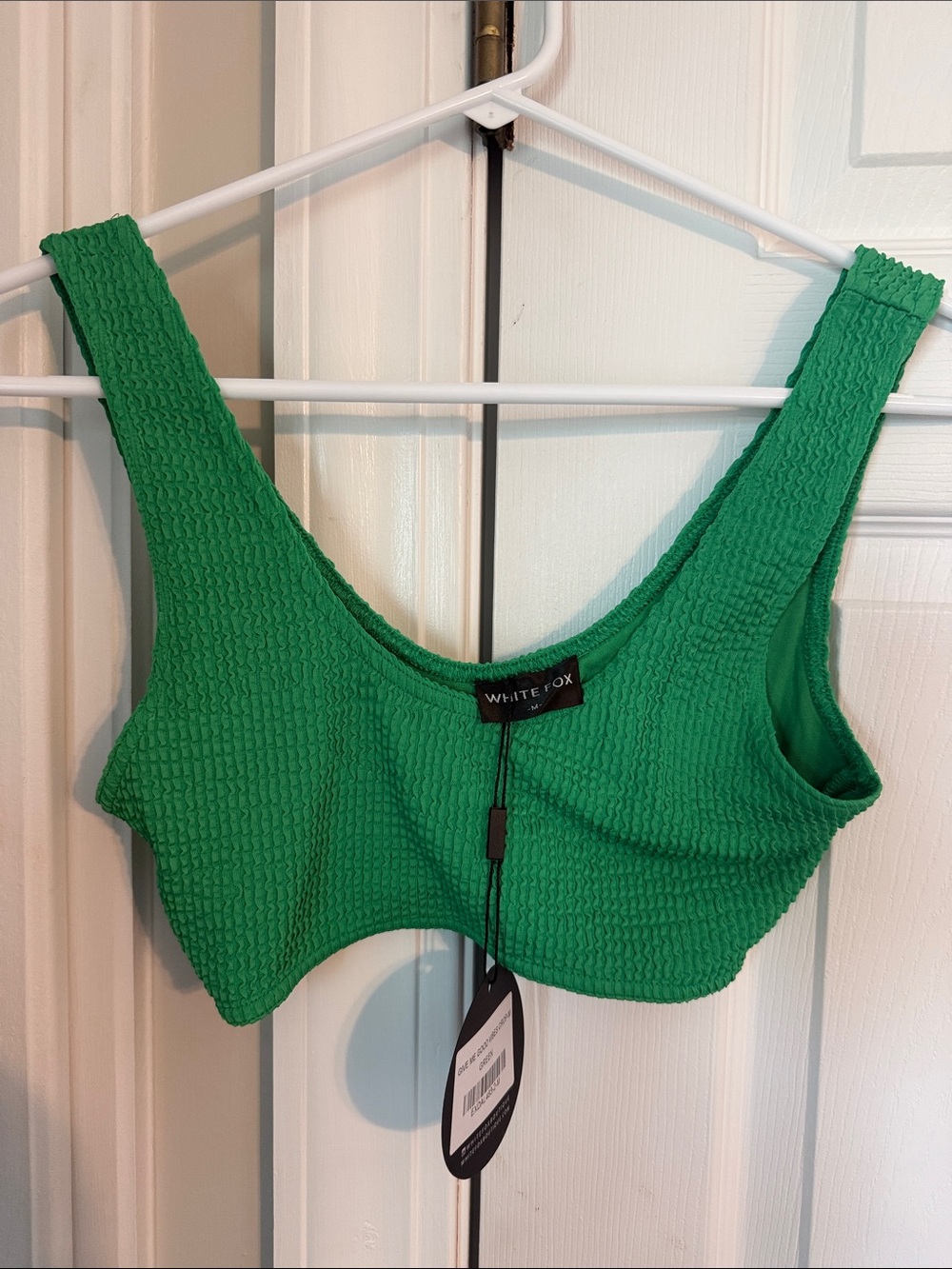 White Fox Boutique Green Textured Crop Top Sz M